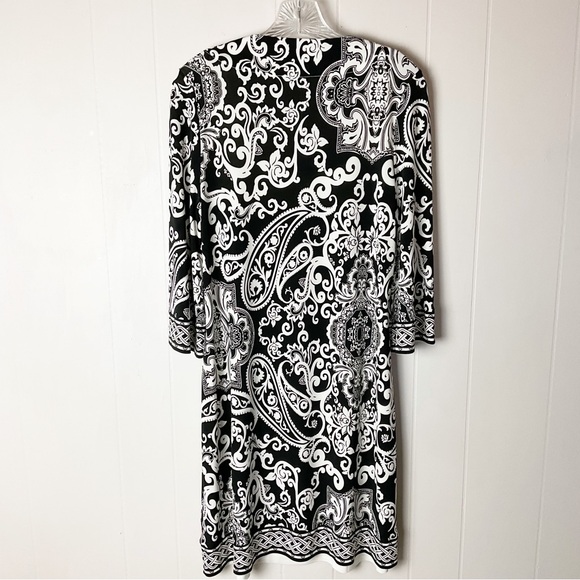 White House Black Market Size M Print 3/4 Sleeve Shift Dress - Picture 2 of 3